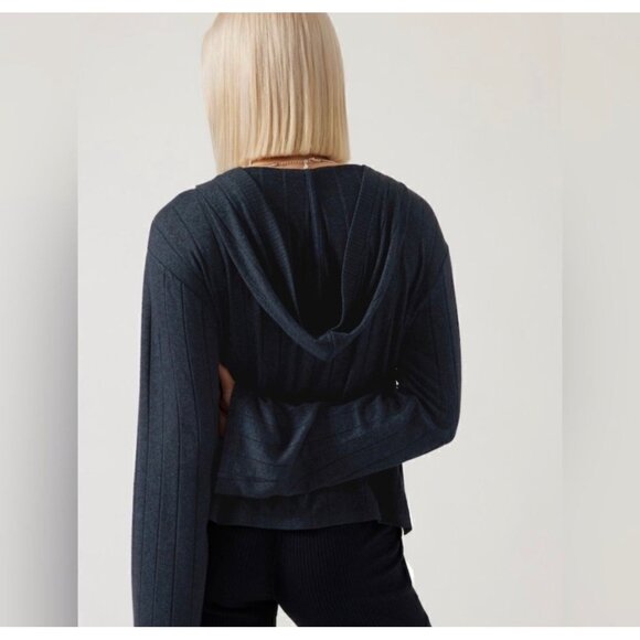 Athleta Harmony Pose Hooded Ribbed Sweater Midnight Navy Women’s Small - Picture 12 of 12